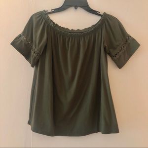 Olive green off the shoulder top